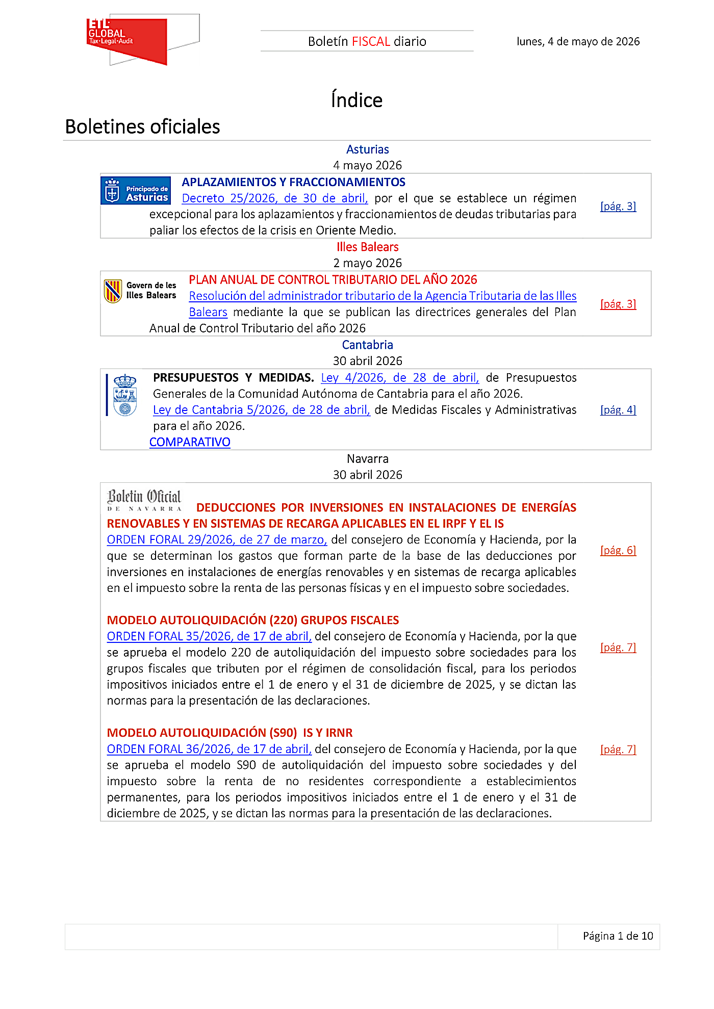 Boletín fiscal 04/05/2026