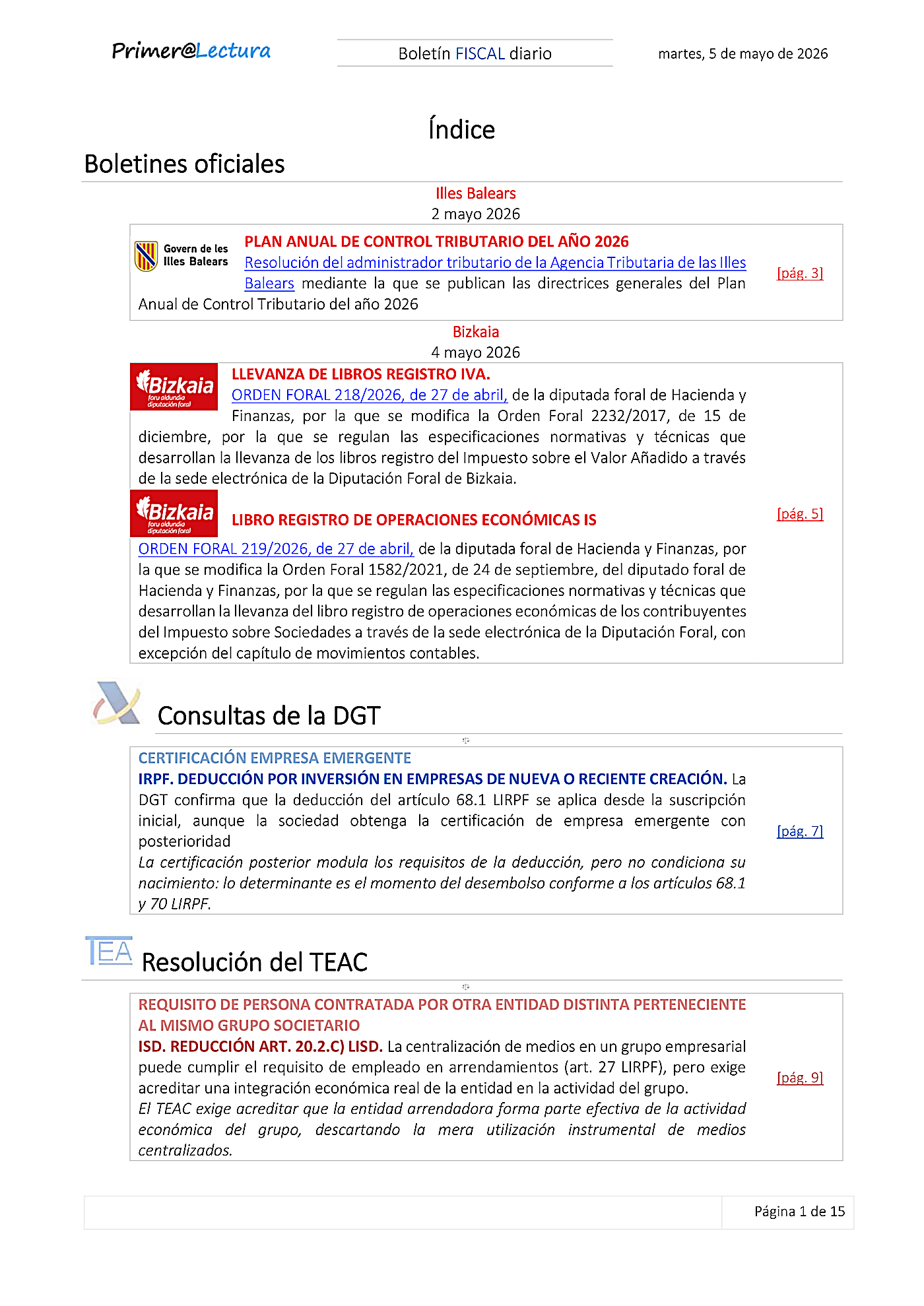 Boletín fiscal 05/05/2026