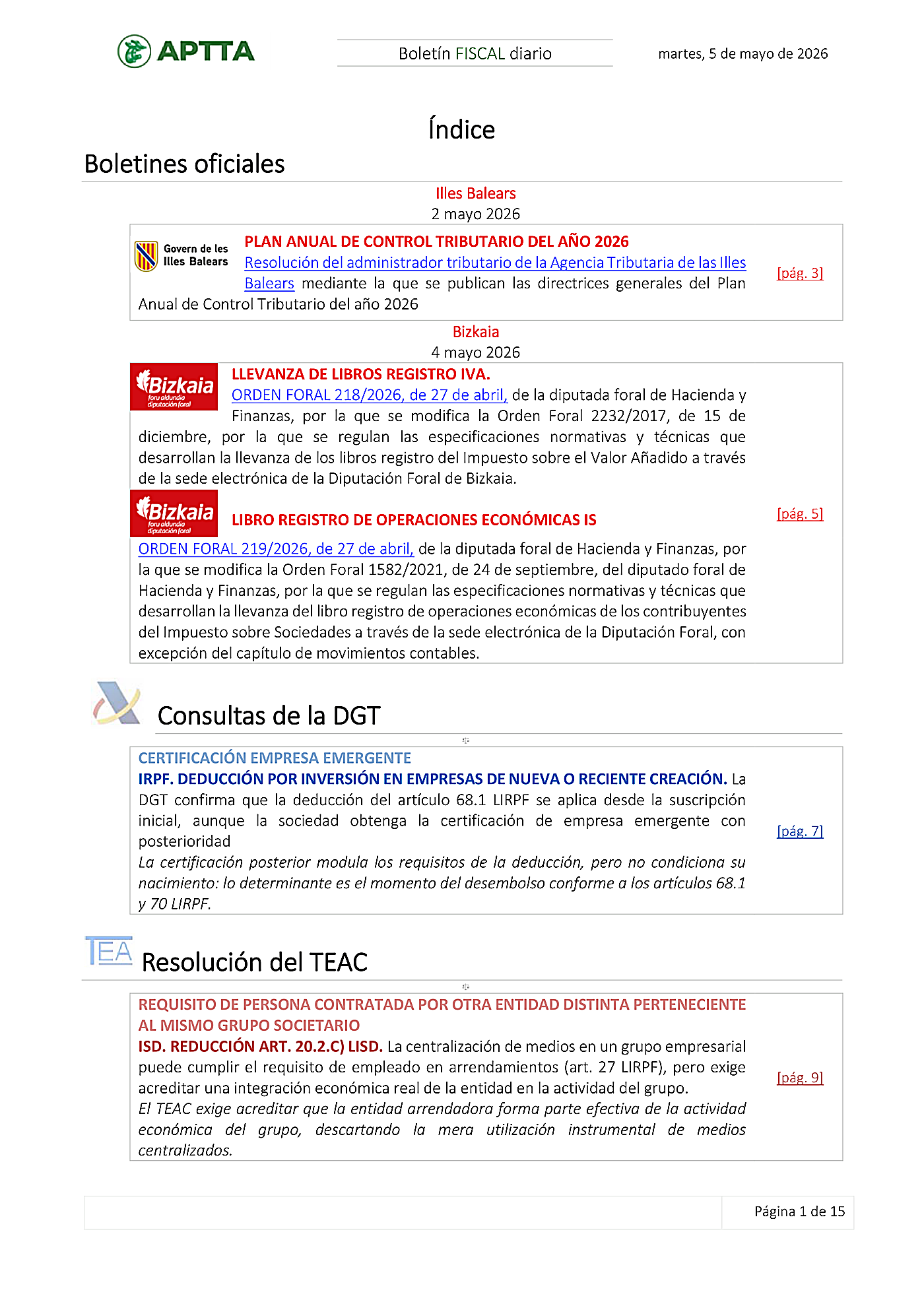 Boletín fiscal 05/05/2026