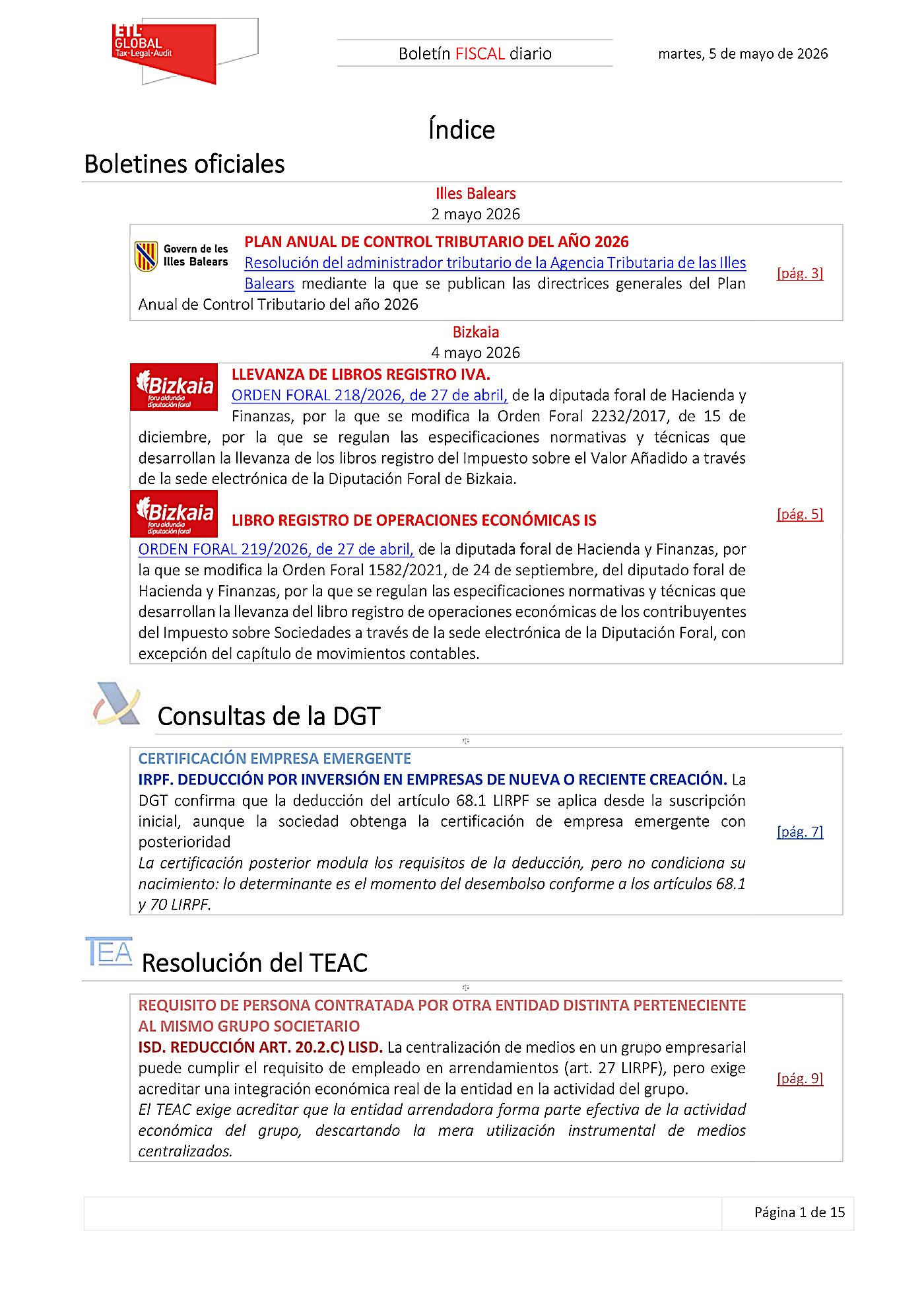 Boletín fiscal 05/05/2026