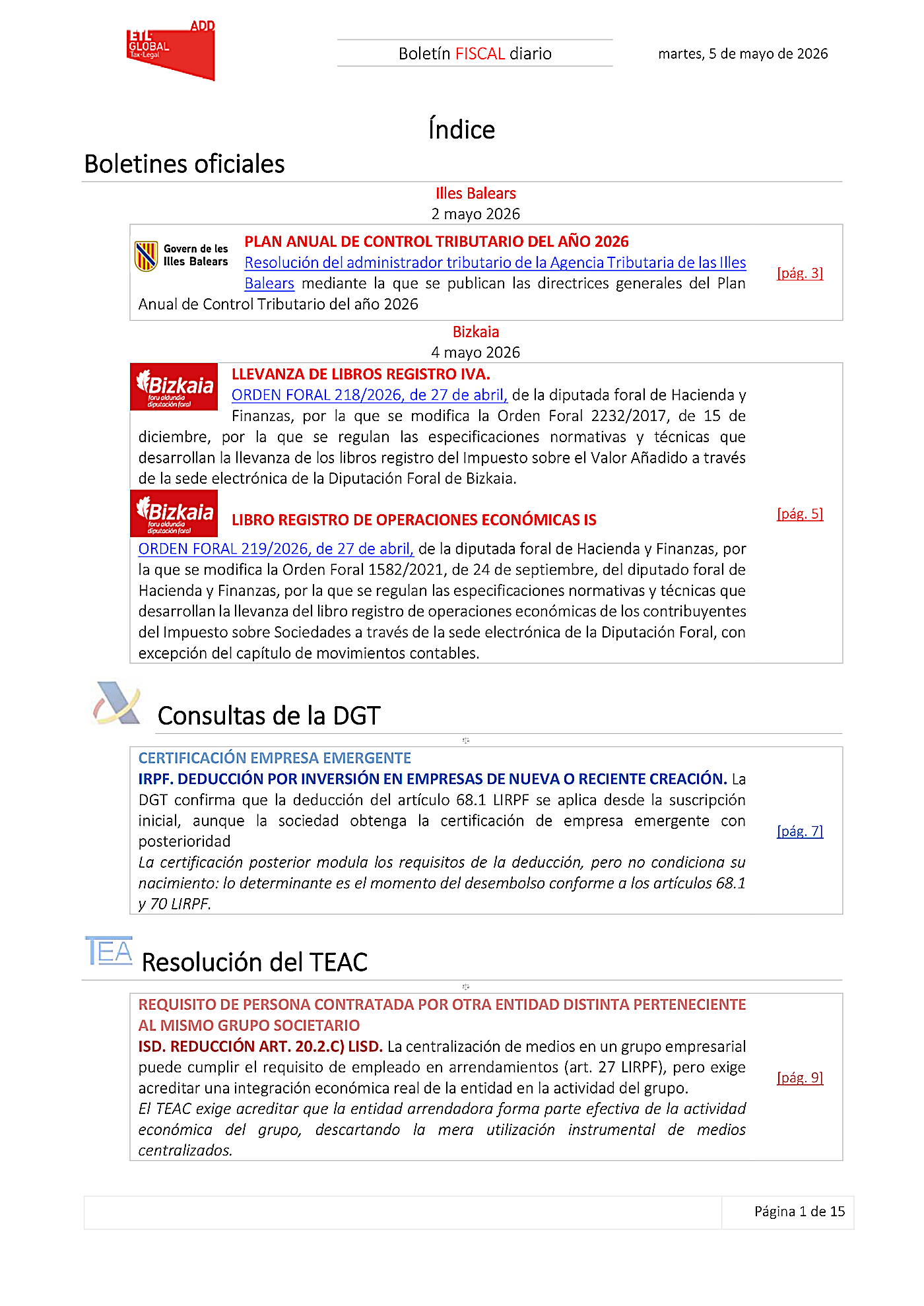 Boletín fiscal 05/05/2026