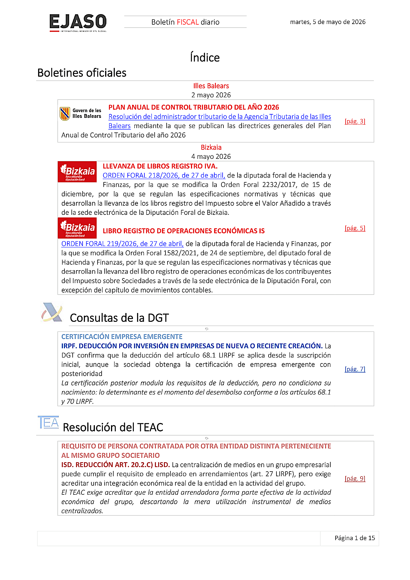 Boletín fiscal 05/05/2026