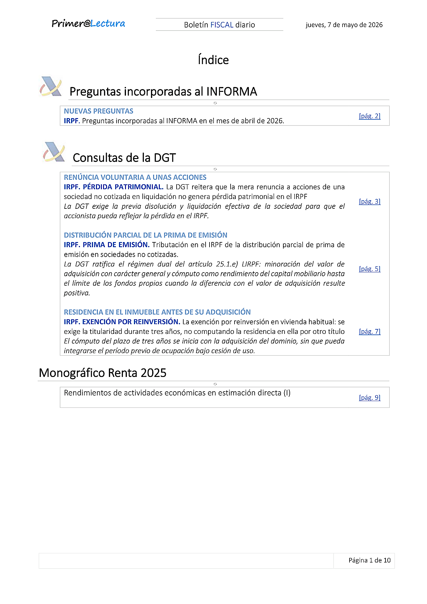 Boletín fiscal 07/05/2026
