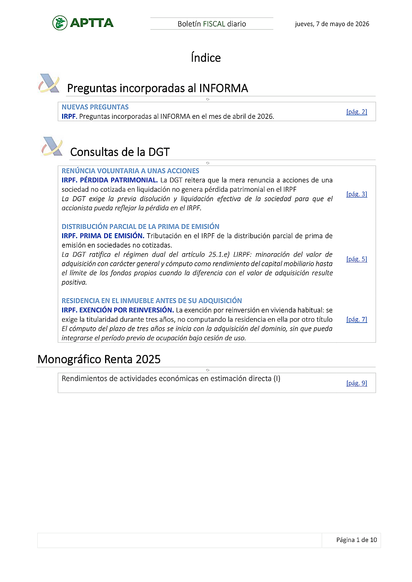 Boletín fiscal 07/05/2026