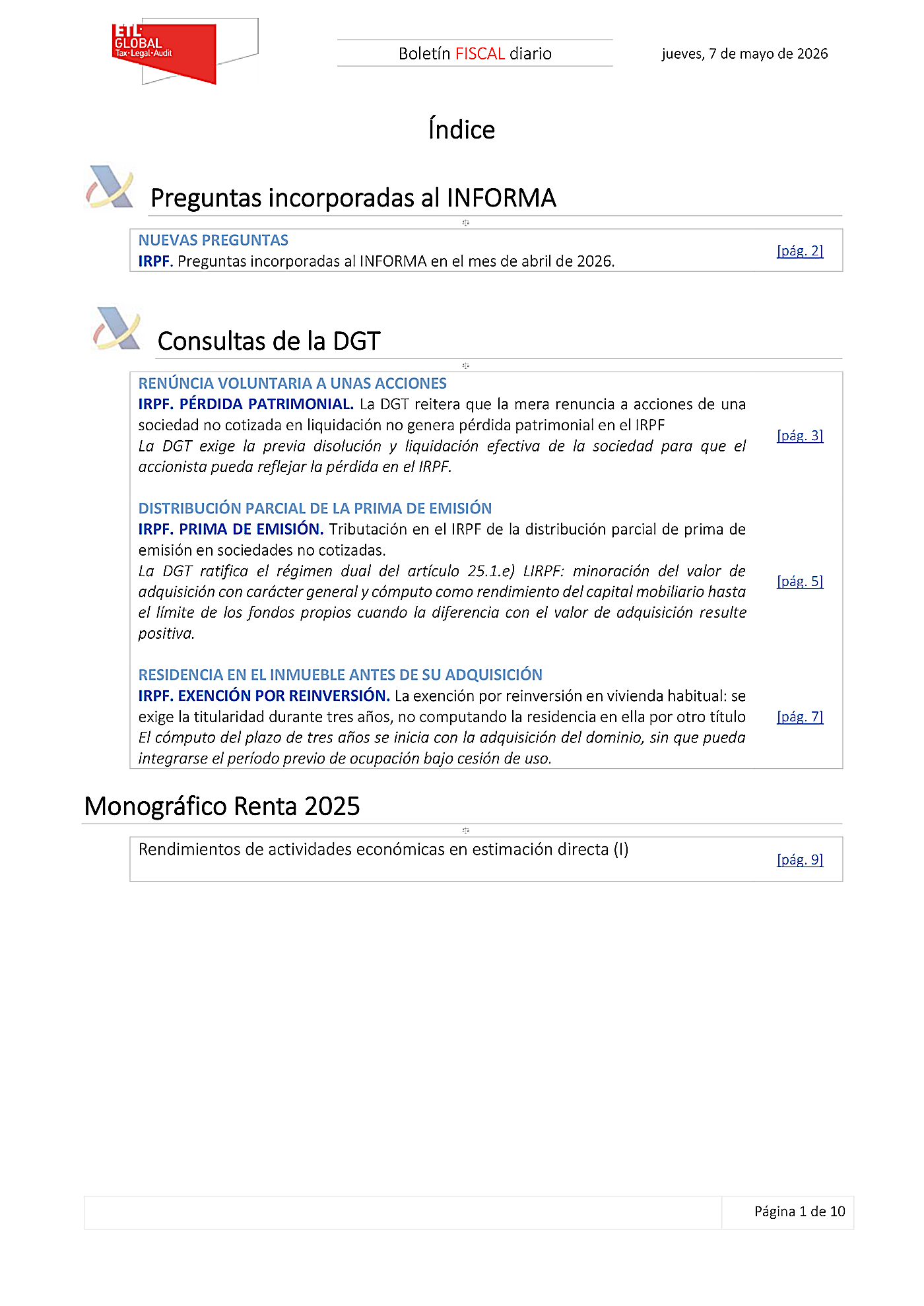 Boletín fiscal 07/05/2026
