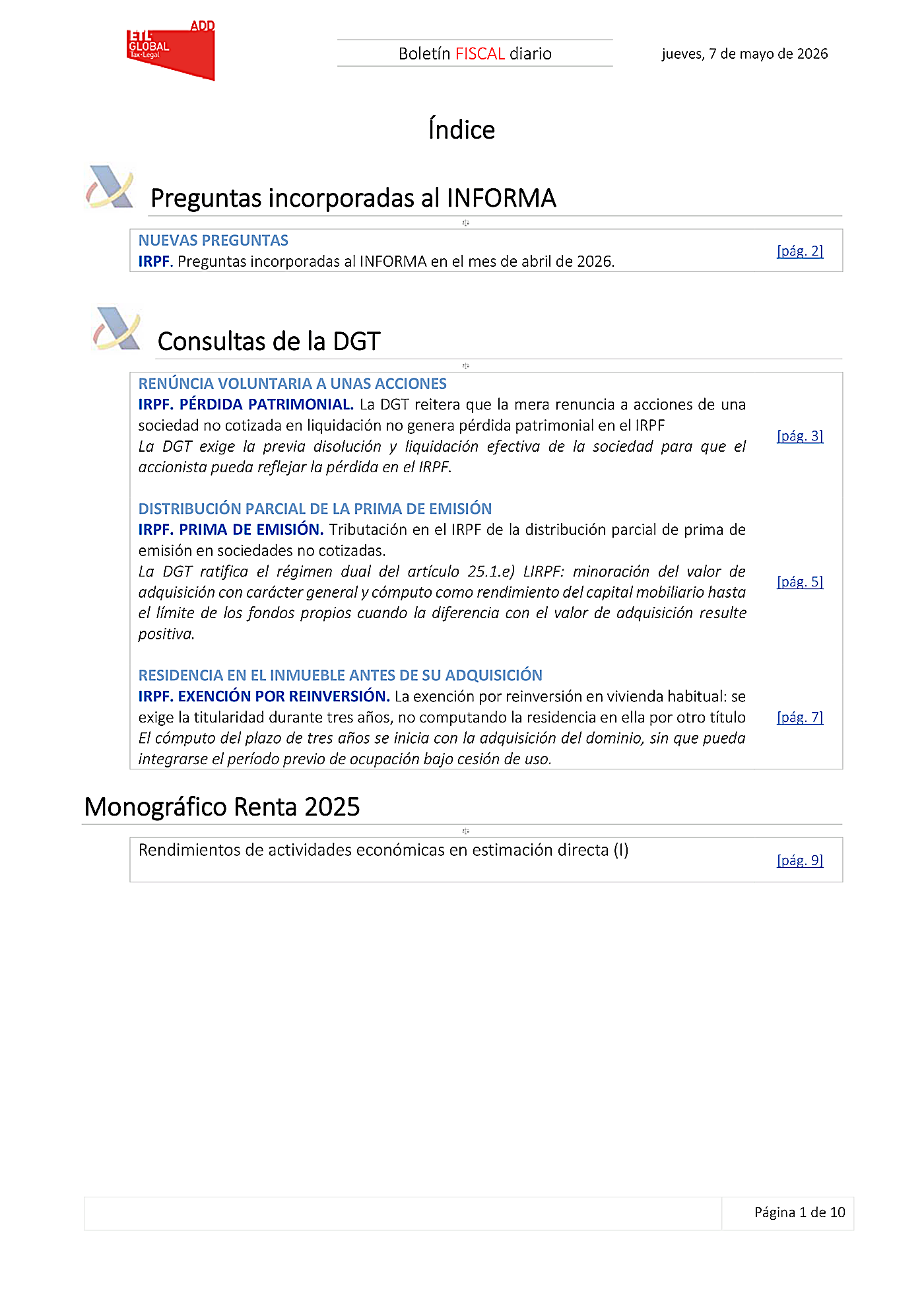 Boletín fiscal 07/05/2026