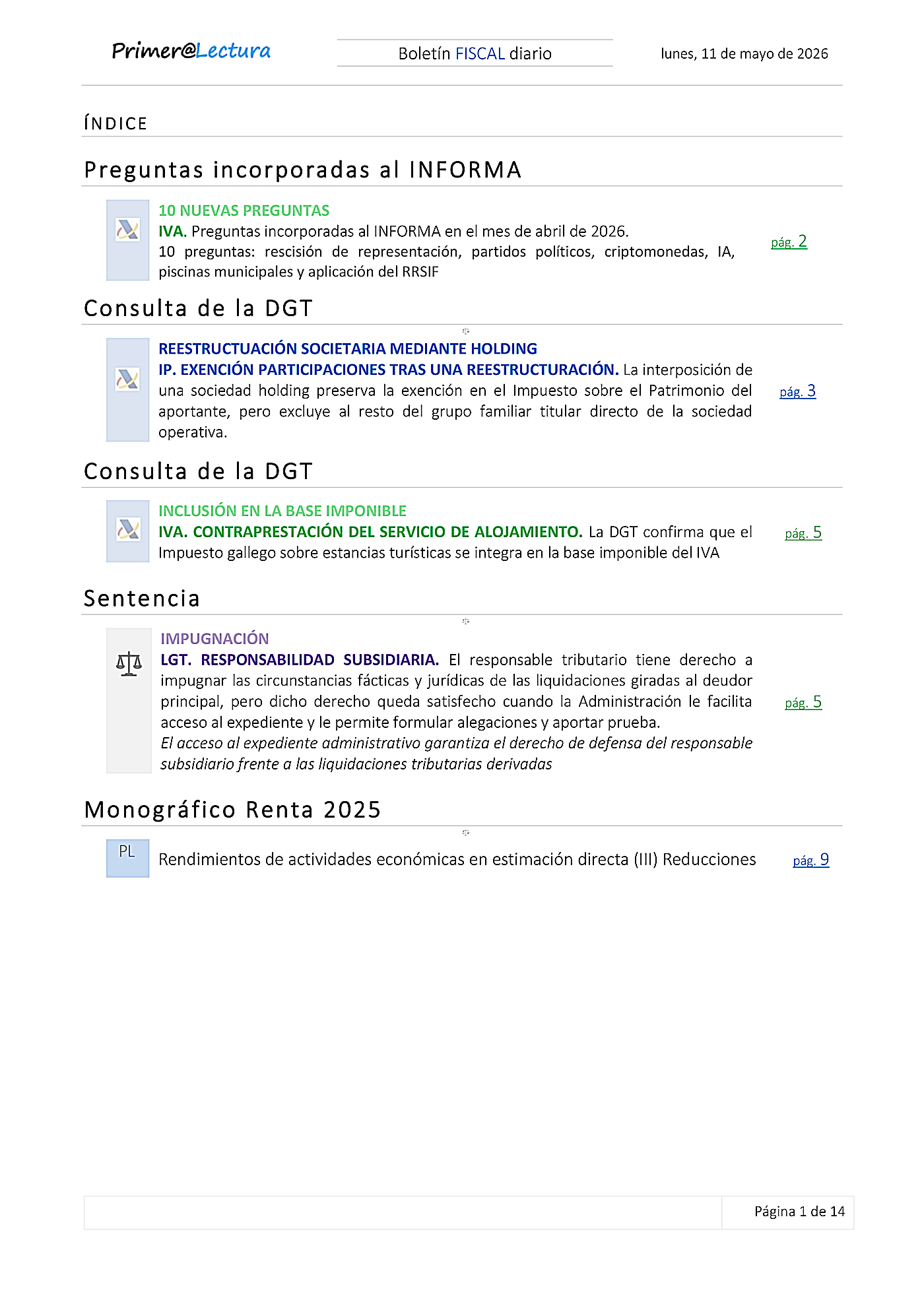 Boletín fiscal 11/05/2026
