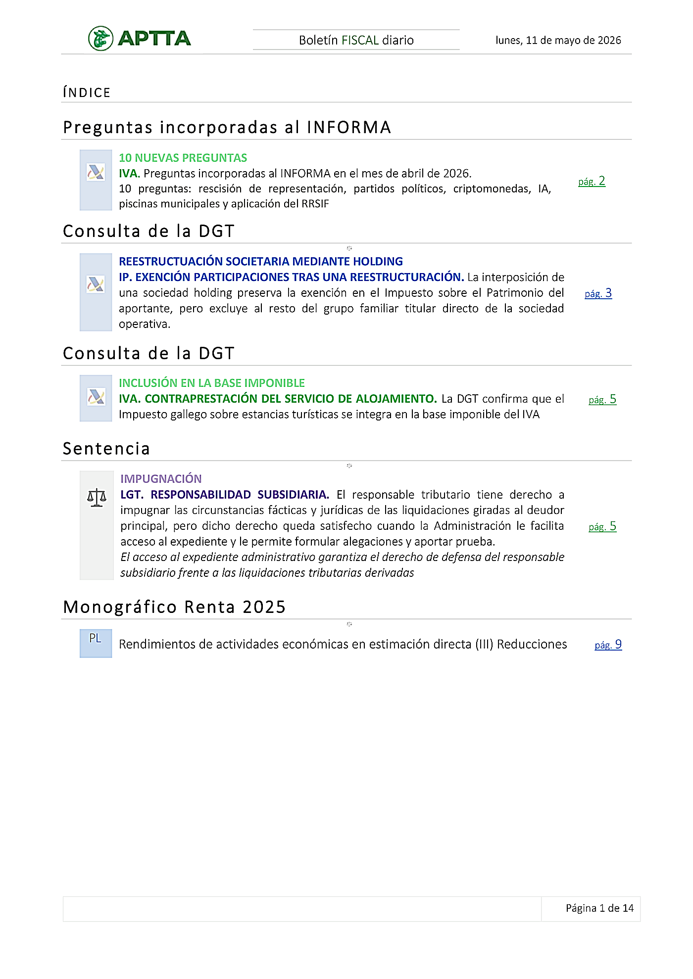 Boletín fiscal 11/05/2026