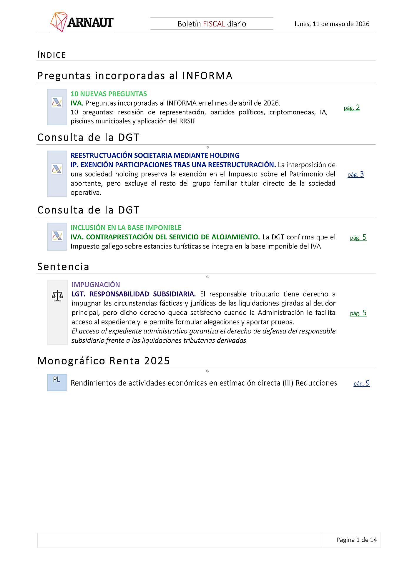 Boletín fiscal 11/05/2026