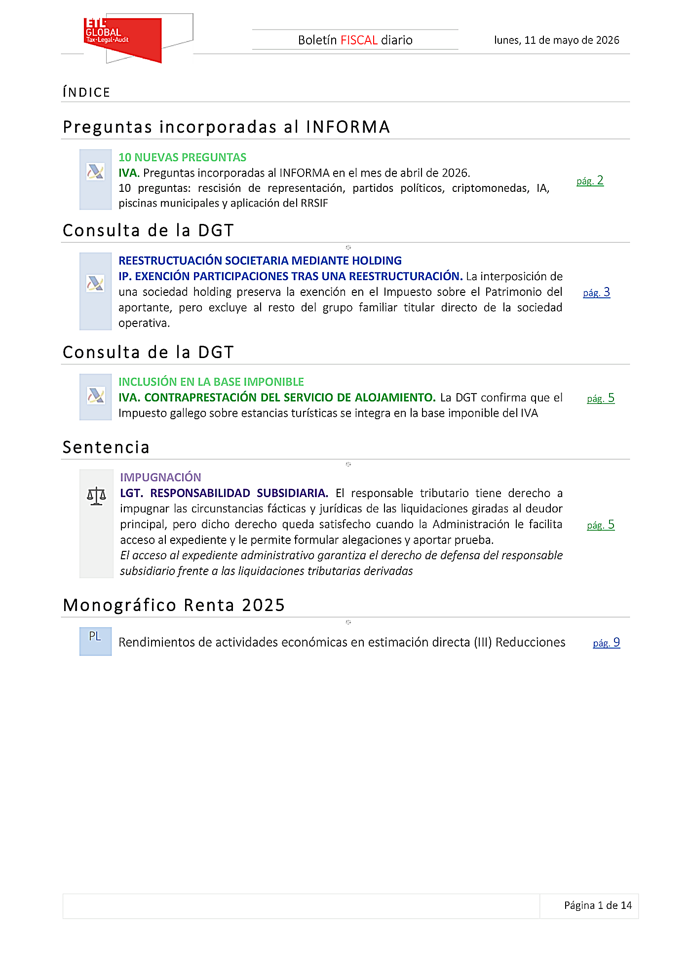 Boletín fiscal 11/05/2026