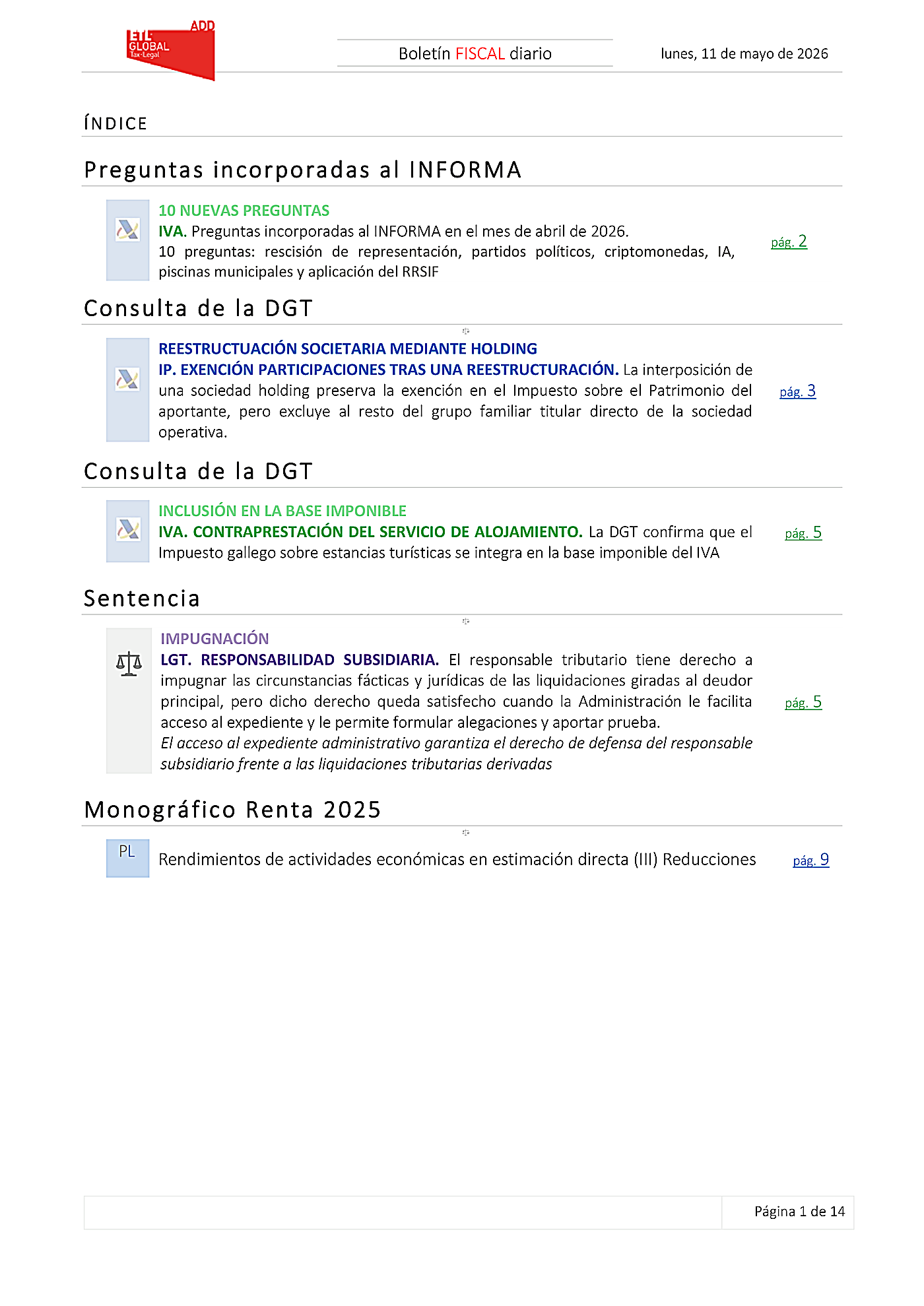 Boletín fiscal 11/05/2026