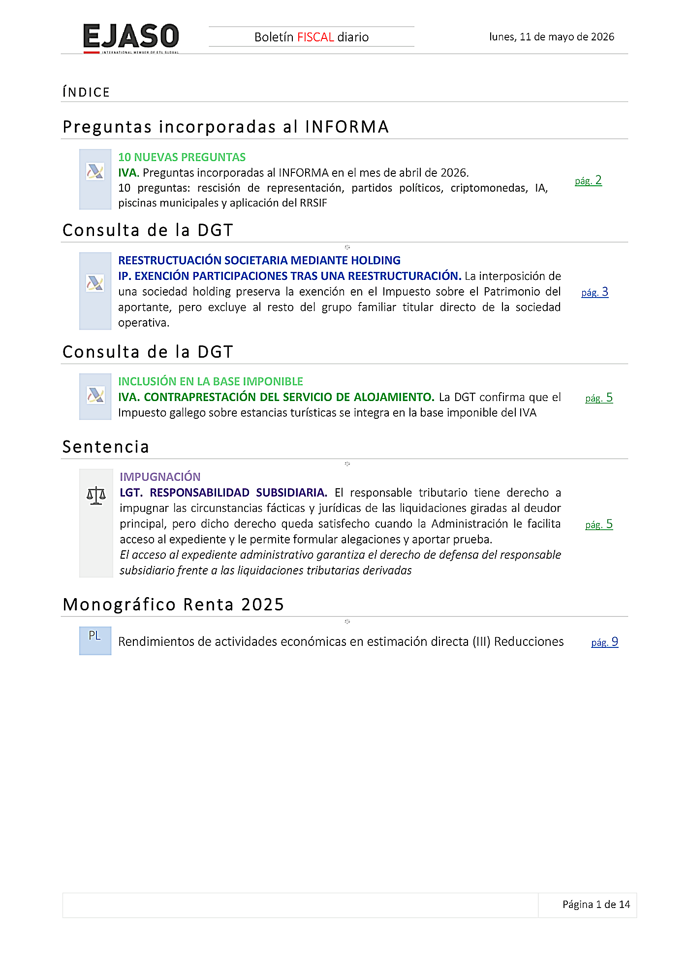 Boletín fiscal 11/05/2026