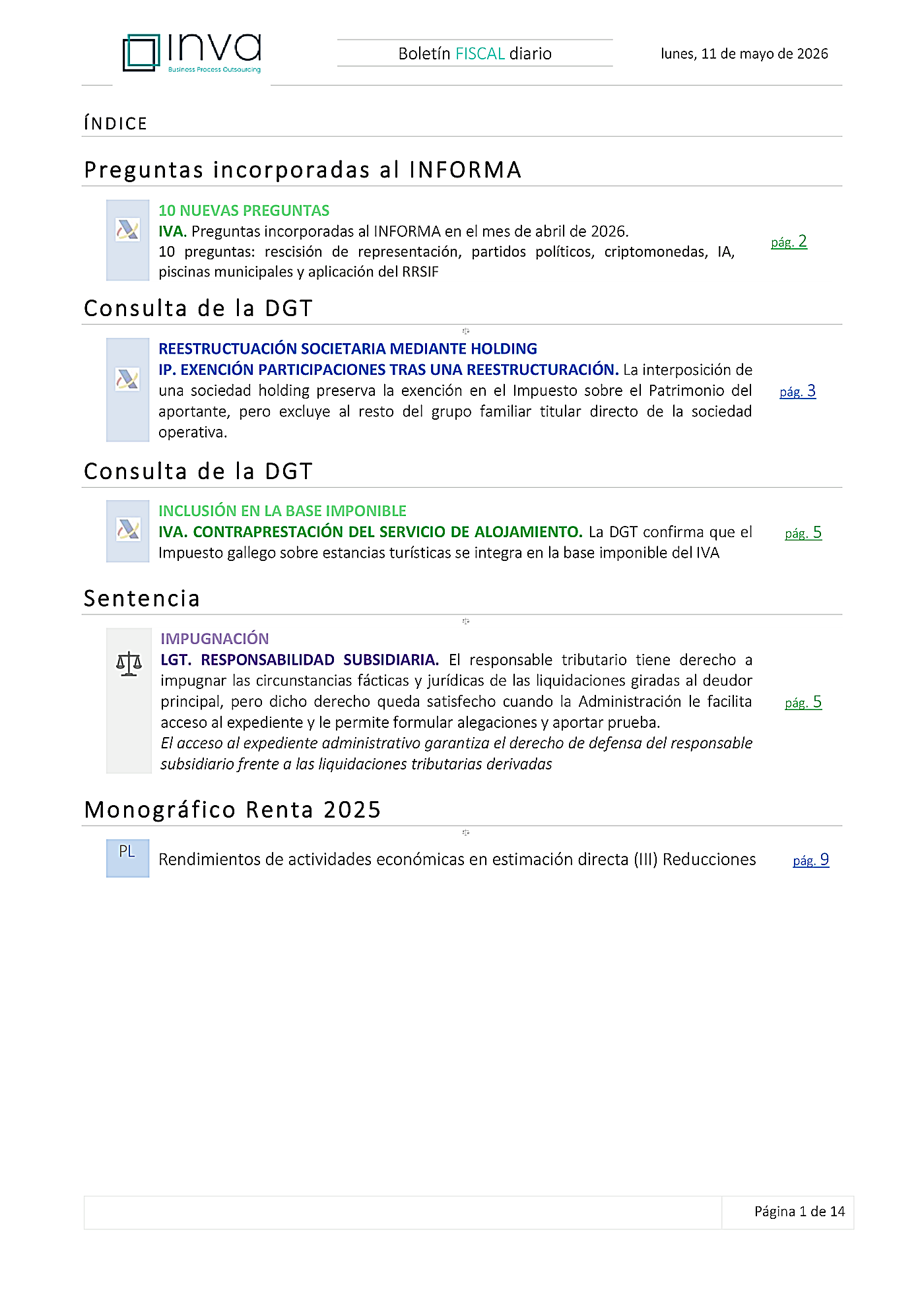 Boletín fiscal 11/05/2026