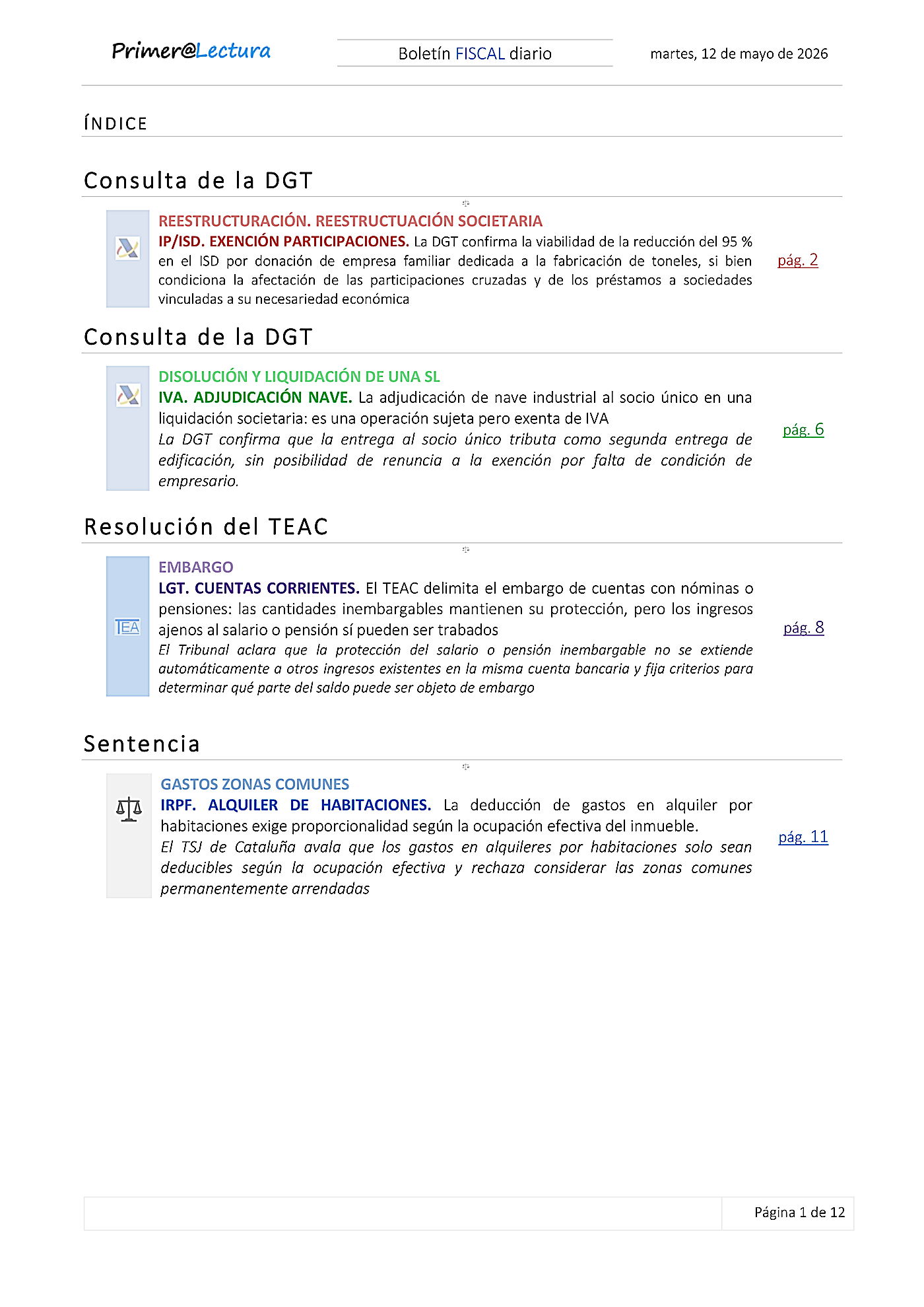 Boletín fiscal 12/05/2026