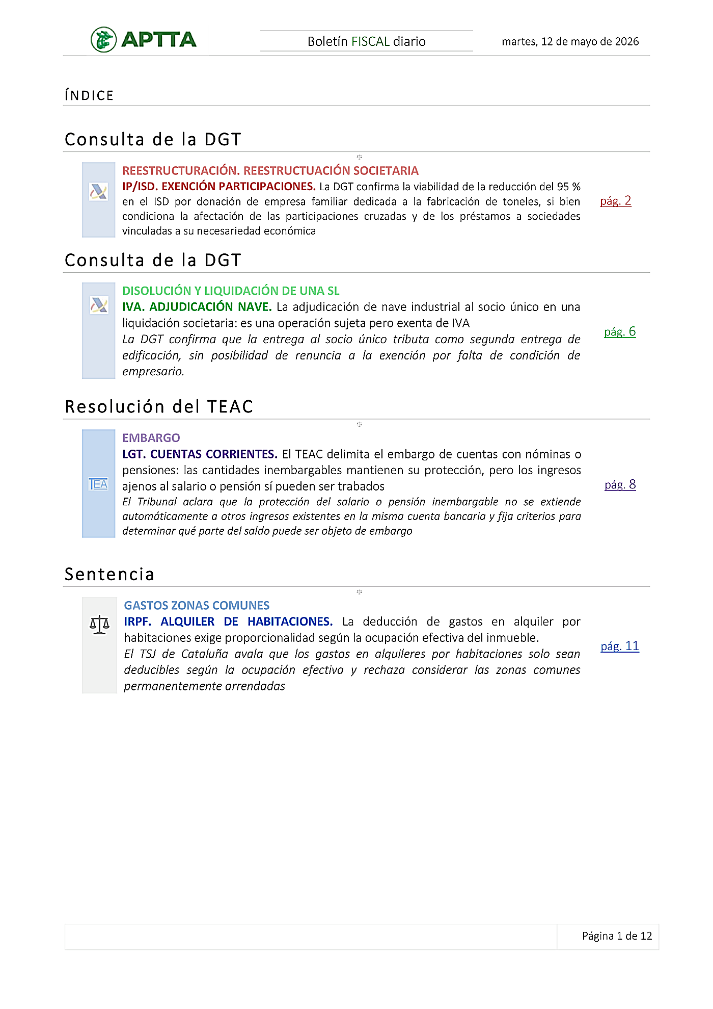 Boletín fiscal 12/05/2026
