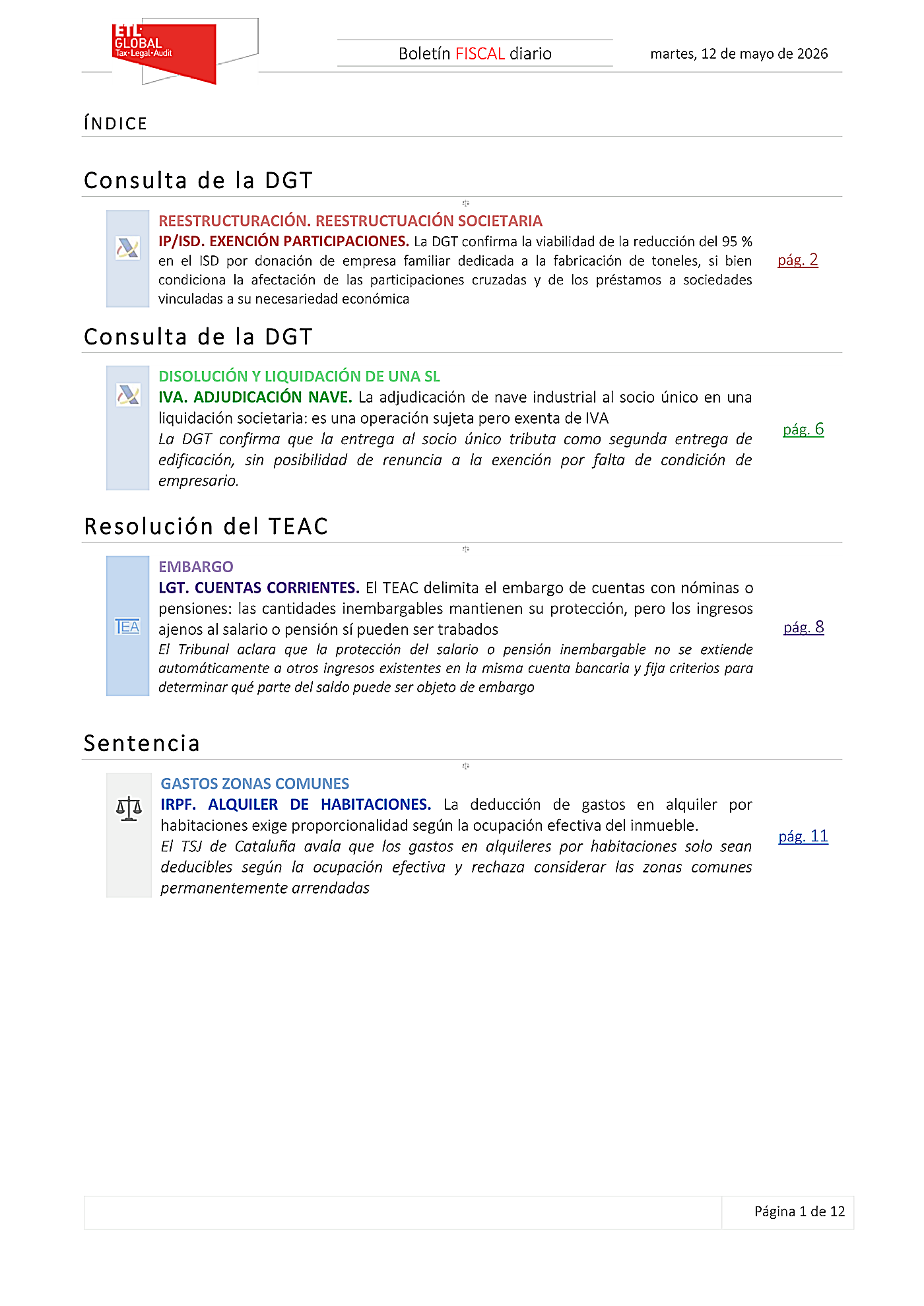 Boletín fiscal 12/05/2026