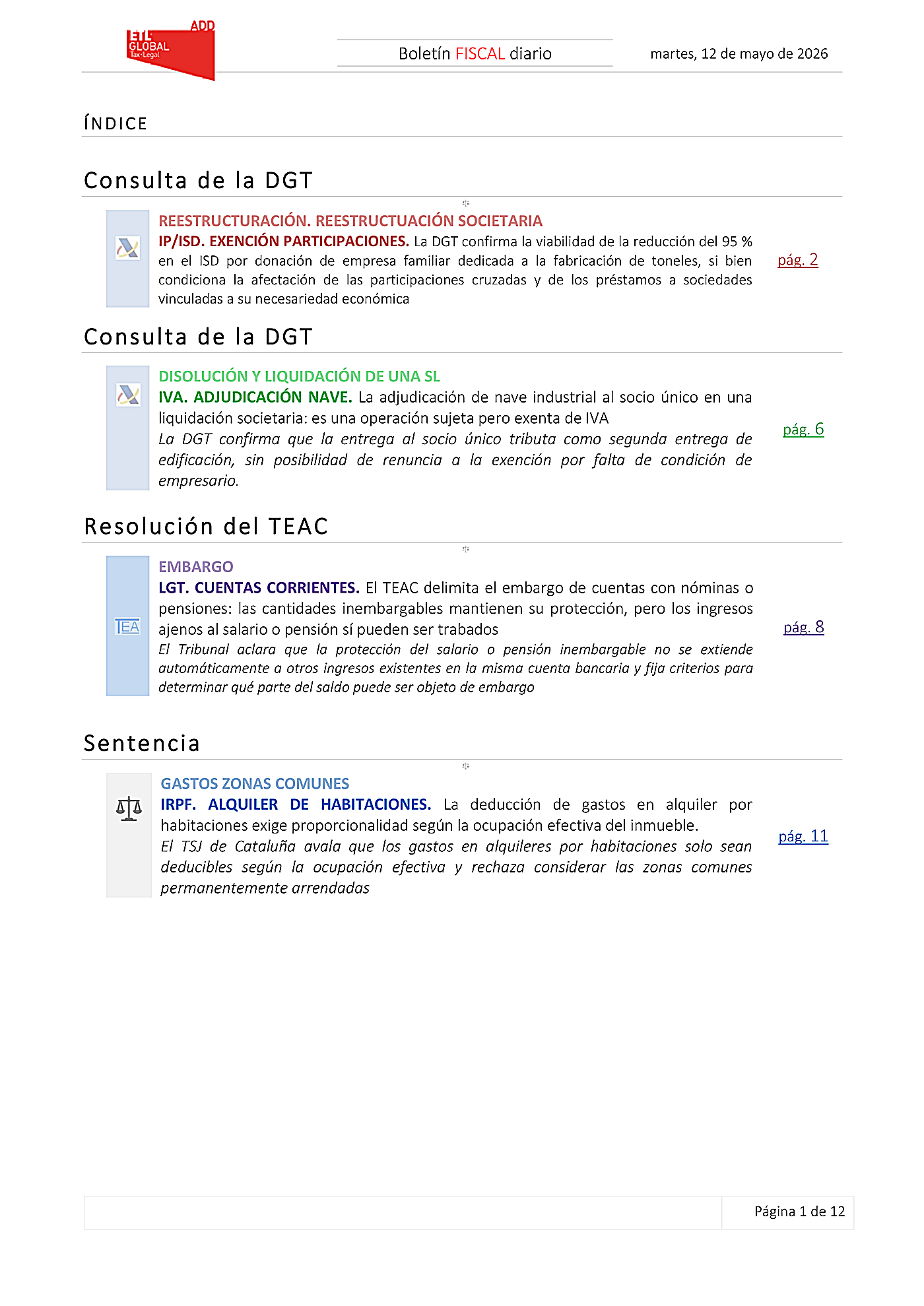 Boletín fiscal 12/05/2026