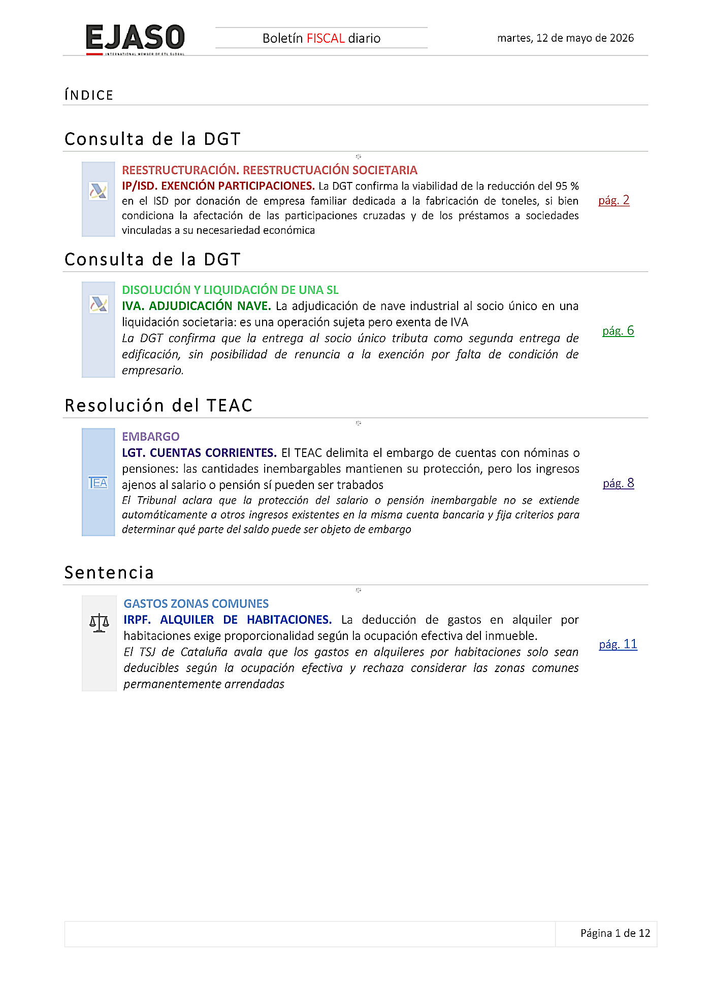 Boletín fiscal 12/05/2026