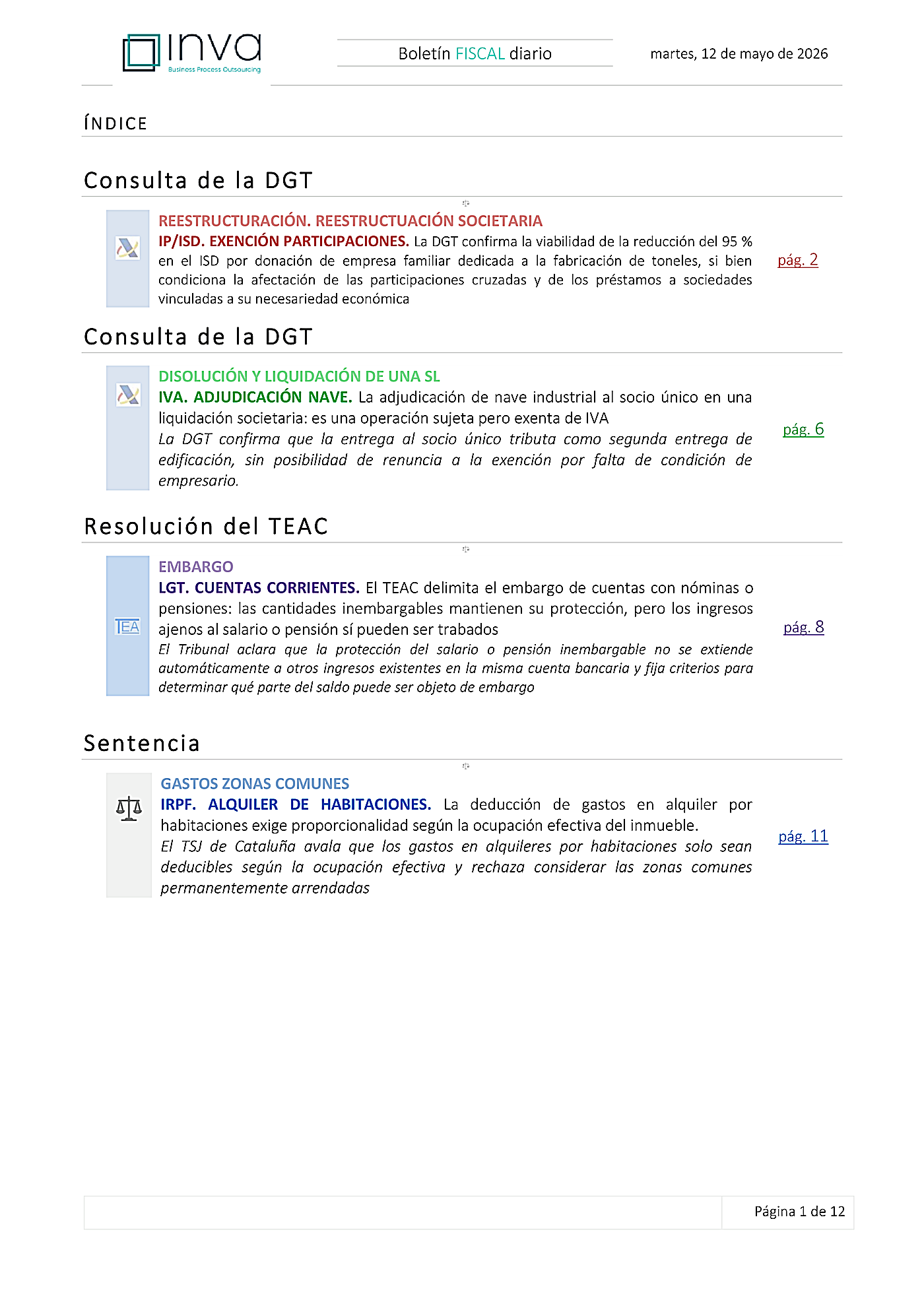 Boletín fiscal 12/05/2026